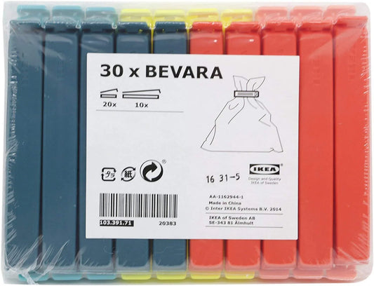 BEVARA Sealing Clip, Set of 30, Mixed Colours