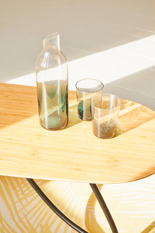 KÅSEBERGA Carafe, clear glass/blue