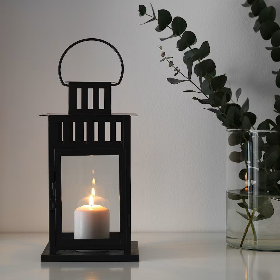 BORRBY Lantern for block candle, in/outdoor black