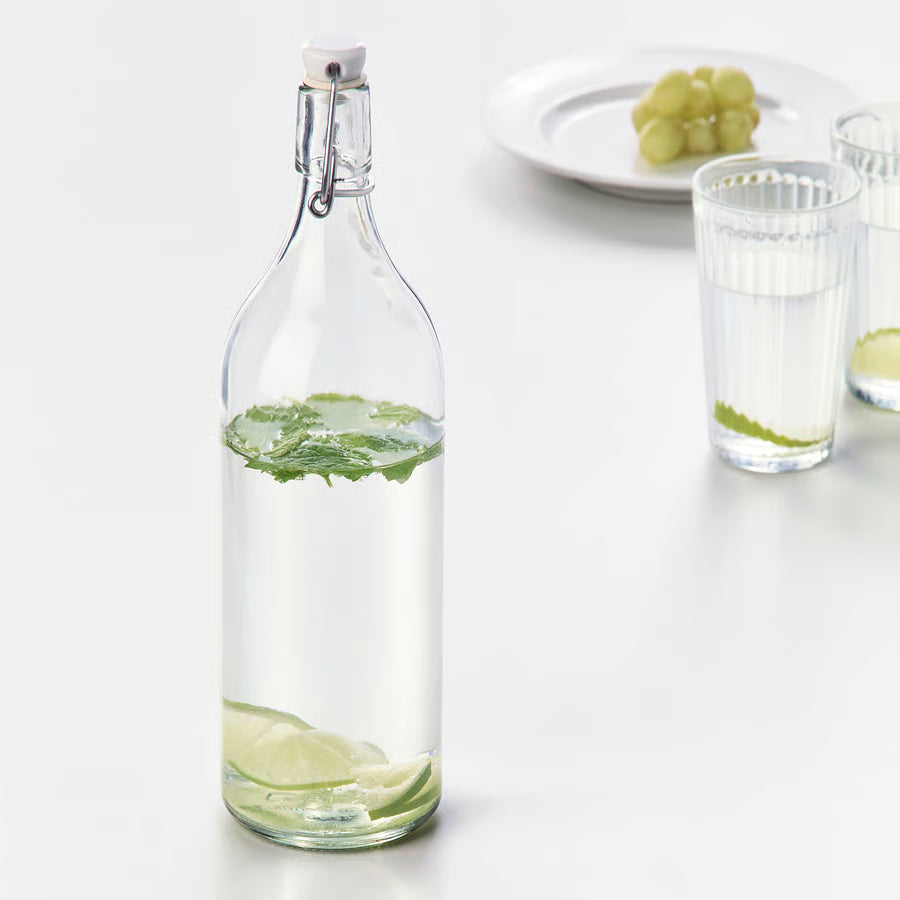 KORKEN Bottle with stopper, 1L Plain