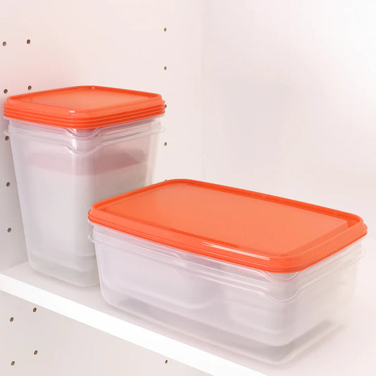 PRUTA Food container with lid, set of 17, Orange