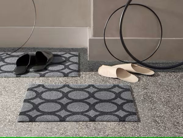 MEJLS Door mat, circle pattern grey/black