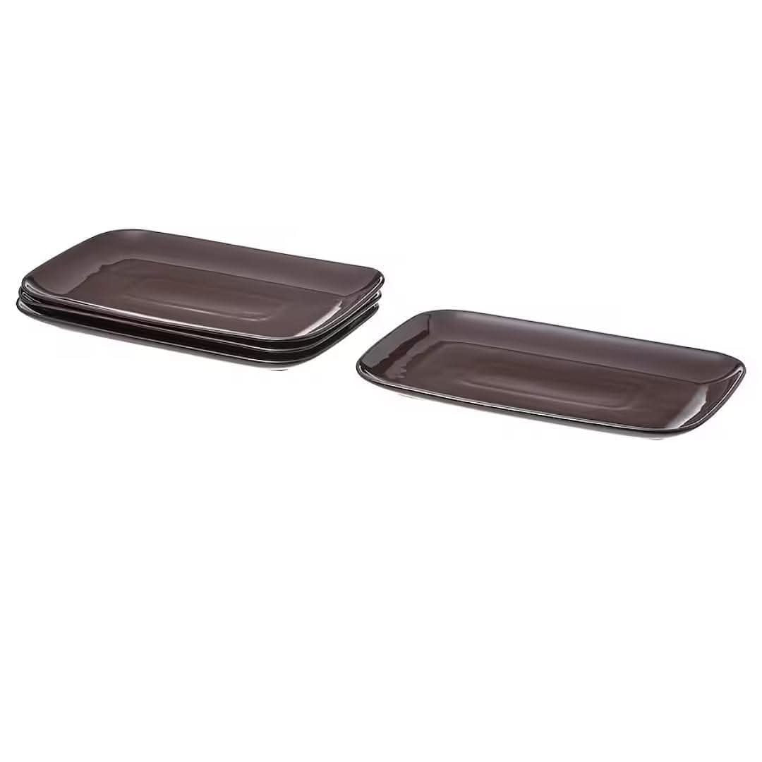 FÄRGKLAR Plate, glossy brown, 30x18 cm