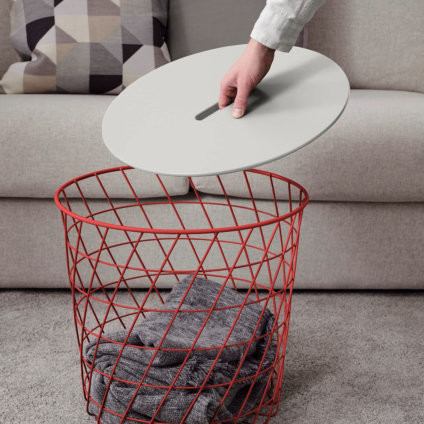 KVISTBRO Storage table, red/light grey