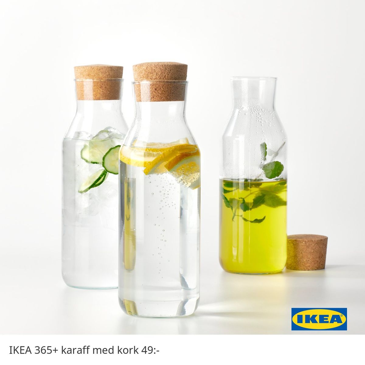 IKEA 365+ Carafe with stopper, clear glass/cork, 1 l