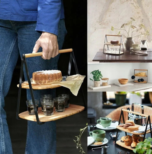 FULLSPÄCKAD Serving tray, bamboo/black