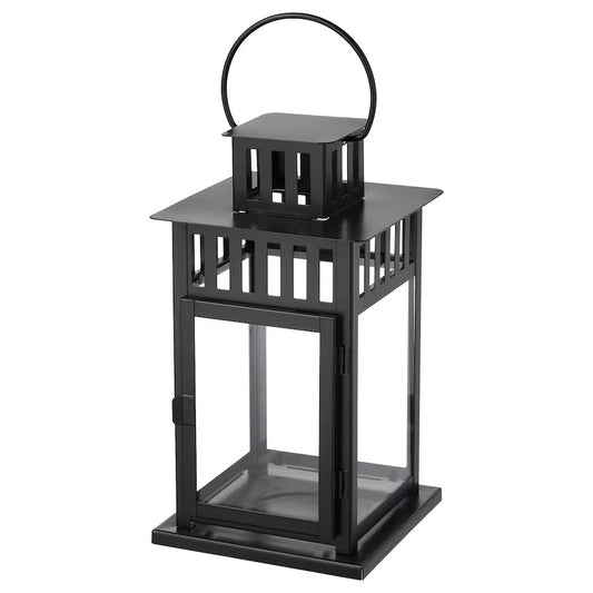 BORRBY Lantern for block candle, in/outdoor black
