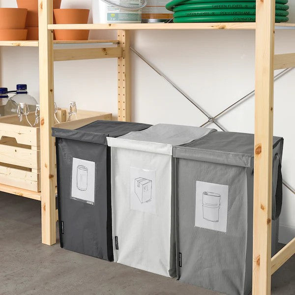 DIMPA Waste sorting bag, white/dark grey/light grey