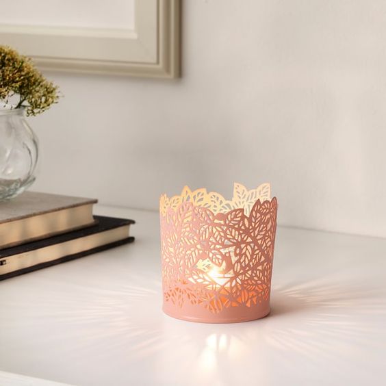 SAMVERKA Tealight holder, light pink