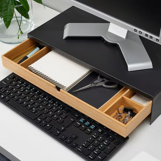 ELLOVEN Monitor stand with drawer, anthracite