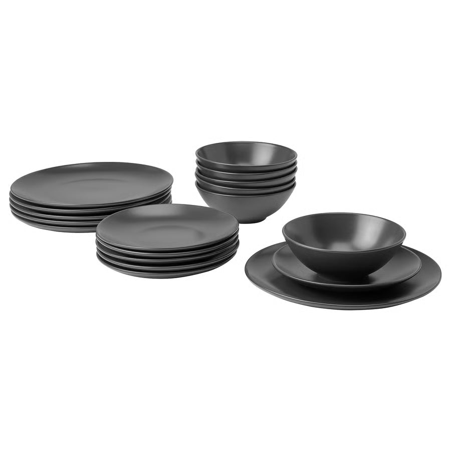 FÄRGKLAR 18-piece service, Matt Dark Grey