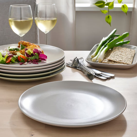 FÄRGKLAR 18-piece service, matt light grey
