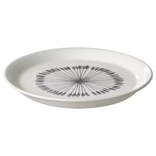 FRIKOSTIG Side plate, white/patterned