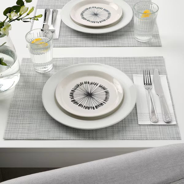 FRIKOSTIG Side plate, white/patterned