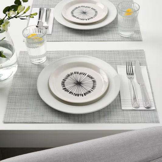 FRIKOSTIG Side plate, white/patterned