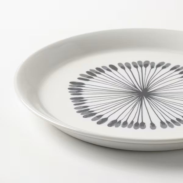 FRIKOSTIG Side plate, white/patterned