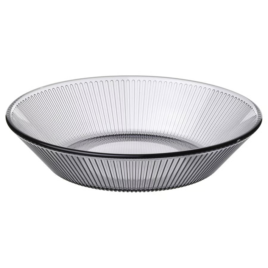HAVSGÄDDA Deep plate, stripe pattern/grey, 19 cm