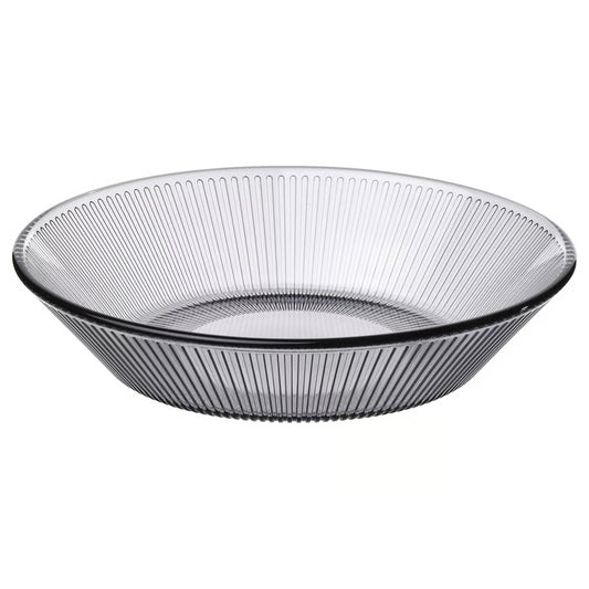 HAVSGÄDDA Deep plate, stripe pattern/grey, 19 cm