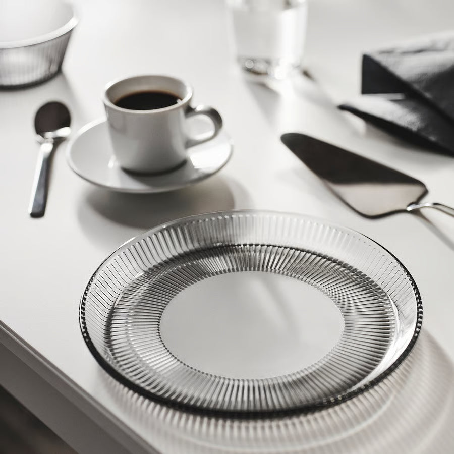 HAVSGÄDDA Side plate, stripe pattern/grey, 21 cm