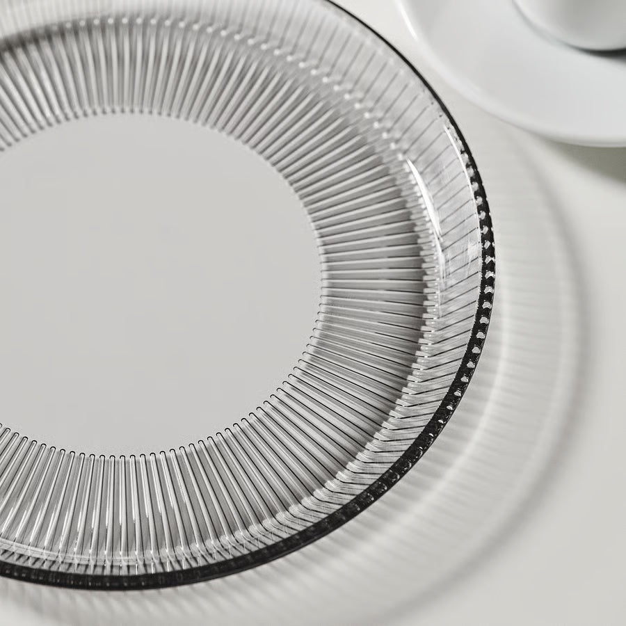 HAVSGÄDDA Side plate, stripe pattern/grey, 21 cm