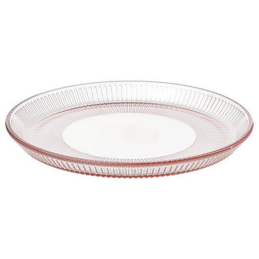 HAVSGÄDDA Side plate, stripe pattern/pink, 21 cm