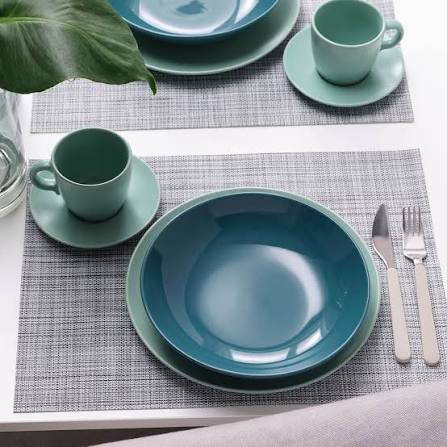 FÄRGKLAR Plate, glossy dark turquoise, 23 cm
