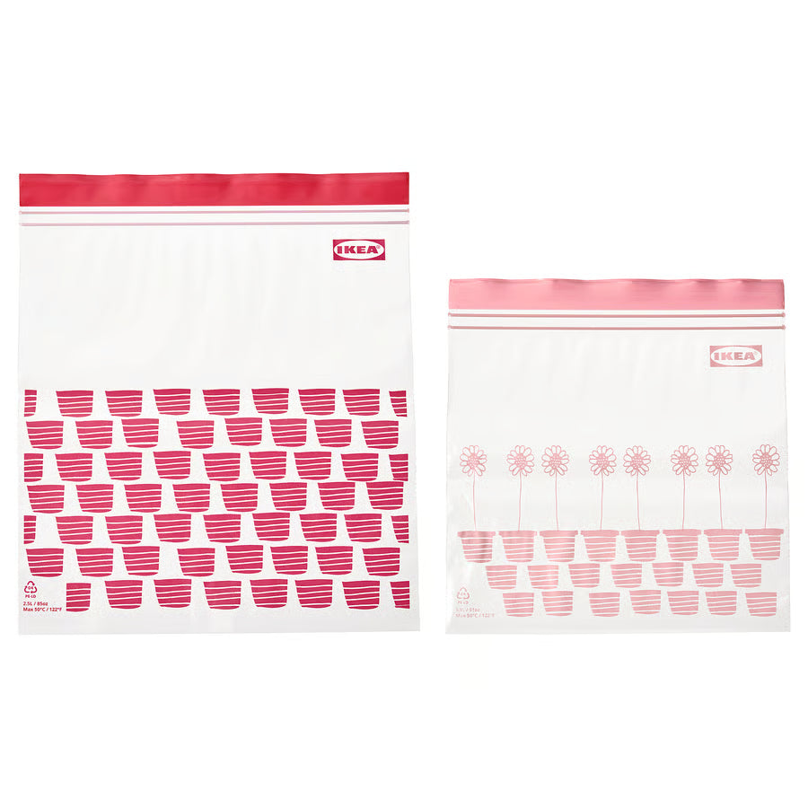 ISTAD Resealable bag, patterned red/pink, 2.5/1.2 l