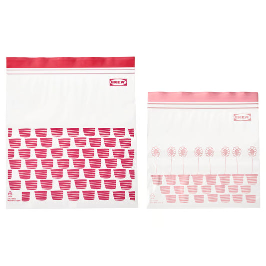 ISTAD Resealable bag, patterned red/pink, 2.5/1.2 l