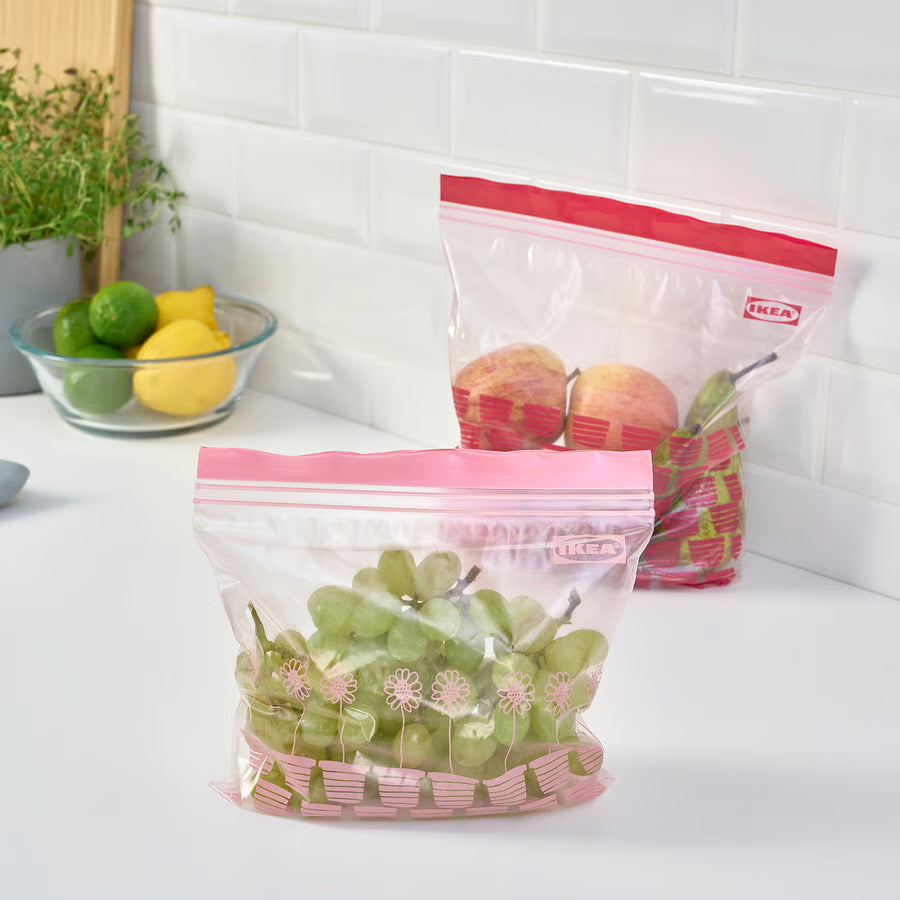 ISTAD Resealable bag, patterned red/pink, 2.5/1.2 l