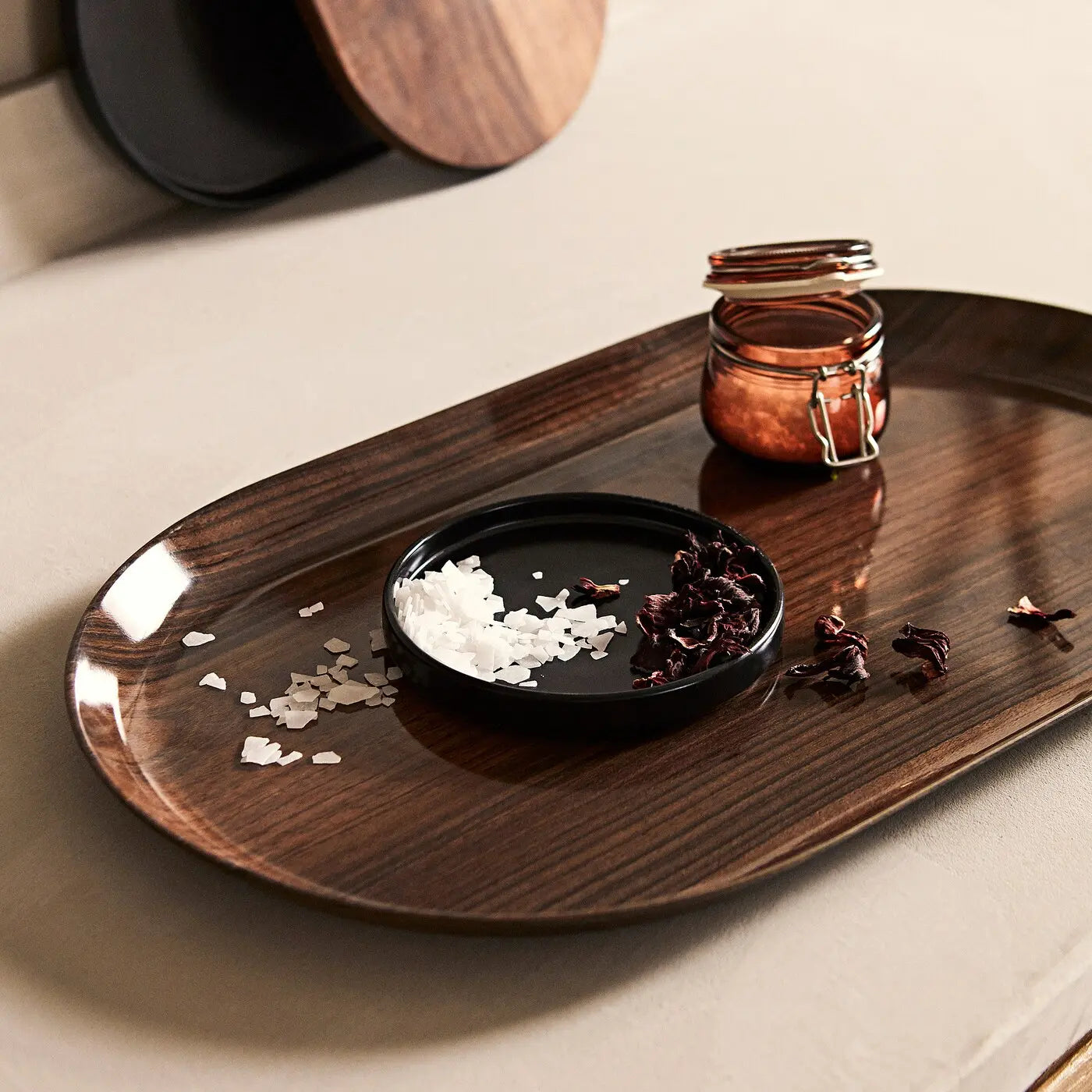 KRÖSAMOS tray, walnut effect, 30x50 cm