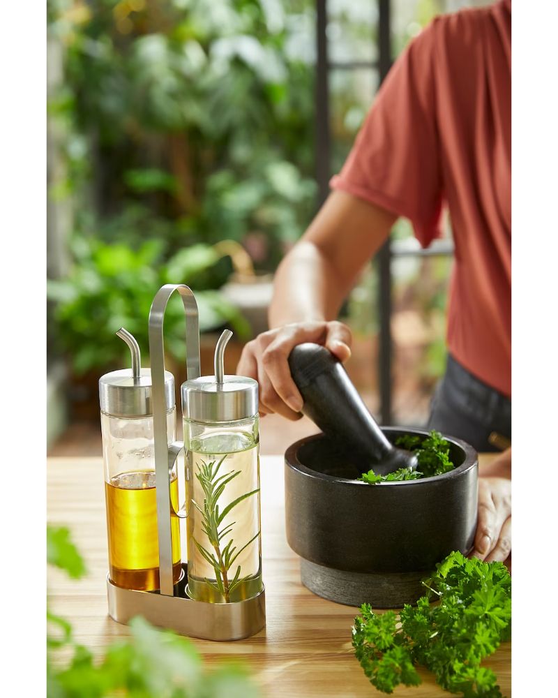 ÖRTFYLLD 3-piece oil/vinegar set