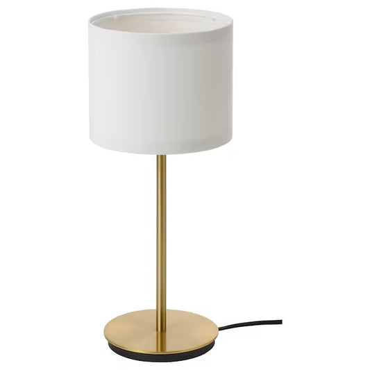 RINGSTA / SKAFTET Table lamp, white/brass