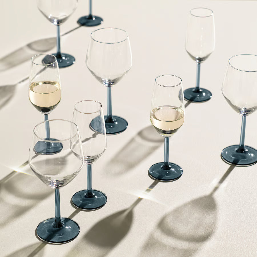 RÖDRÄKA Juice Glass, blue-grey/clear glass, 25 cl