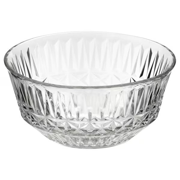 SÄLLSKAPLIG Bowl, clear glass/patterned