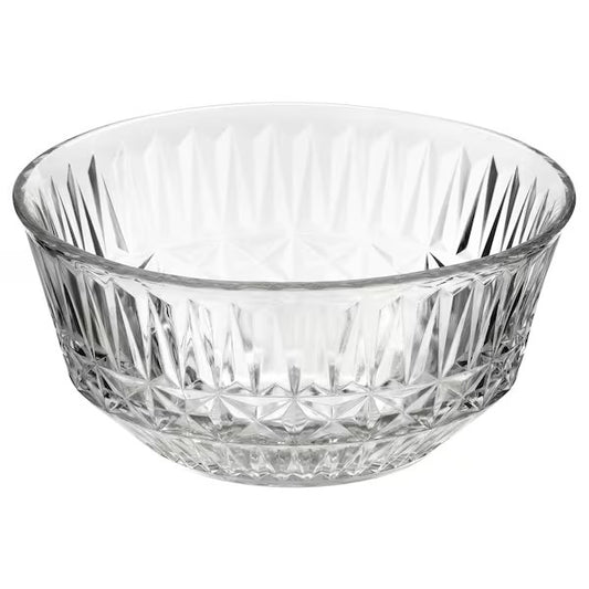 SÄLLSKAPLIG Bowl, clear glass/patterned