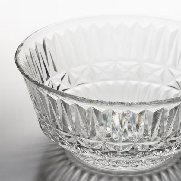 SÄLLSKAPLIG Bowl, clear glass/patterned