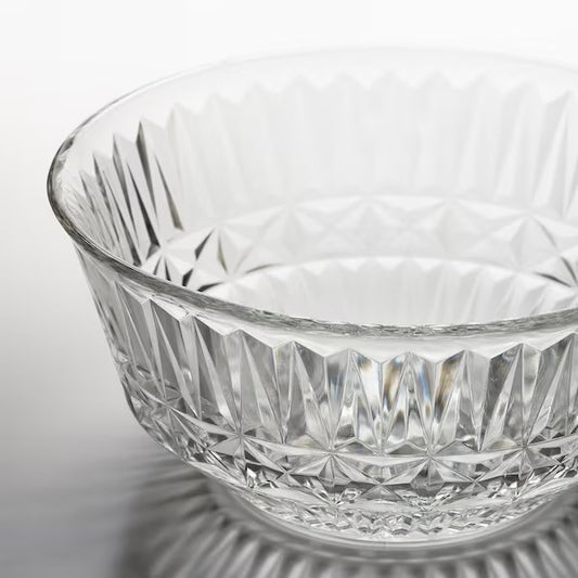 SÄLLSKAPLIG Bowl, clear glass/patterned