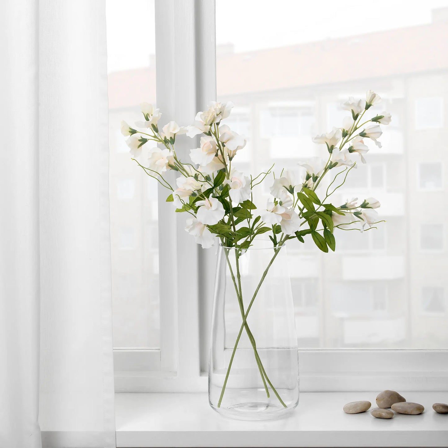 SMYCKA Artificial flower, Sweet pea/white, 60 cm