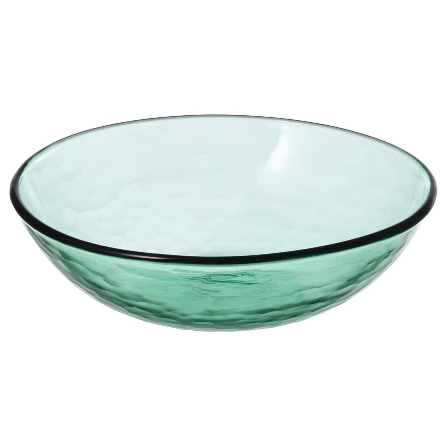 STRANDKRABBA Bowl, glass/green, 15 cm