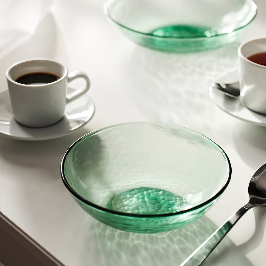 STRANDKRABBA Bowl, glass/green, 15 cm