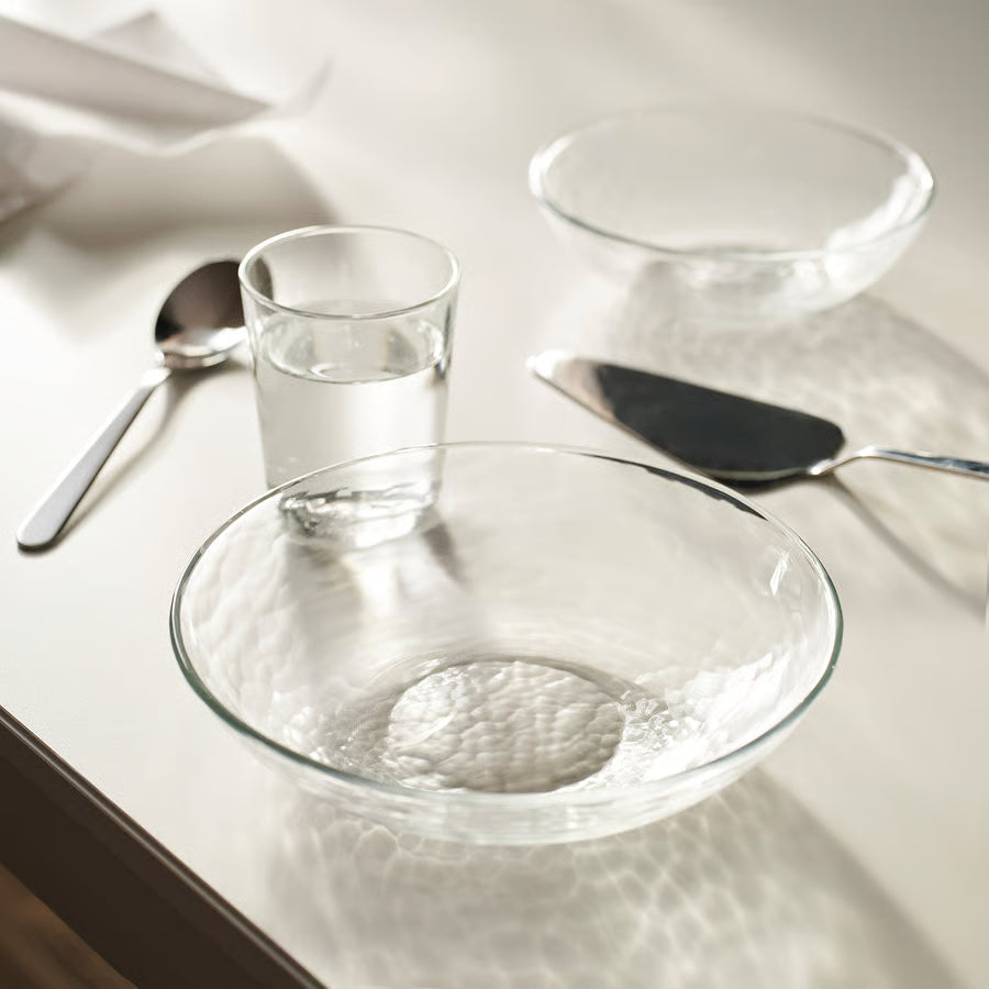 STRANDKRABBA Deep plate, glass/transparent, 19 cm