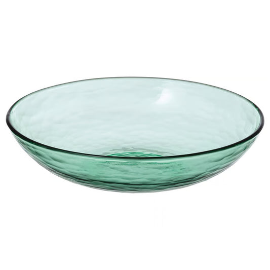 STRANDKRABBA Deep plate, glass/green, 19 cm