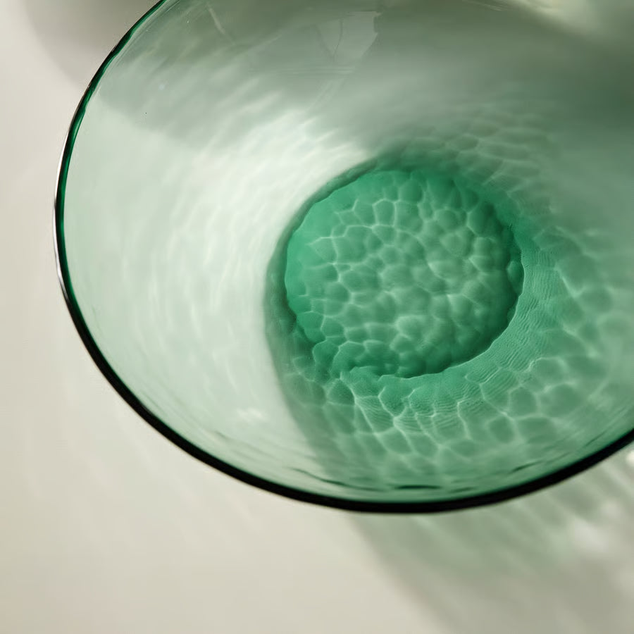 STRANDKRABBA Deep plate, glass/green, 19 cm